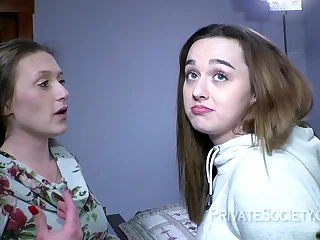 Nasty teen girls go lesbian for a first time